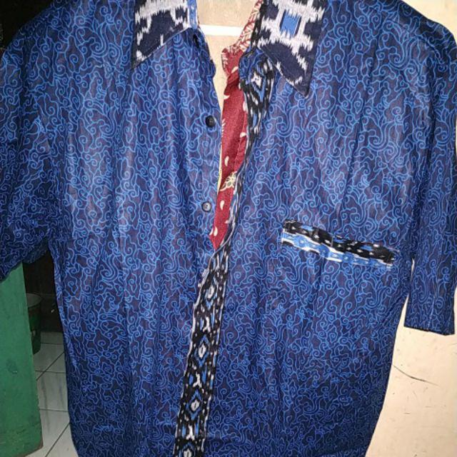 Kemeja Batik Pria Lengan Panjang Size M L Xl Xxl Bswart Batik Hrb026 Kenongo Hem Panjang Padi