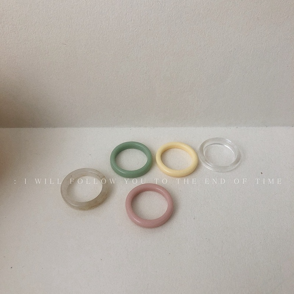 Cincin Wanita Bahan Akrilik Resin Warna-Warni Untuk Musim Panas