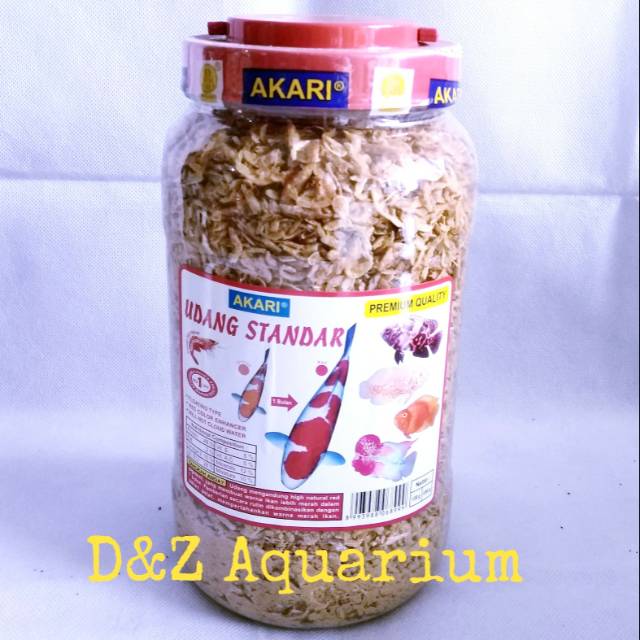 Akari Udang Kering Standard 650 gr / Makanan Ikan Bentuk Udang / Ikan Louhan Koi Red Parrot