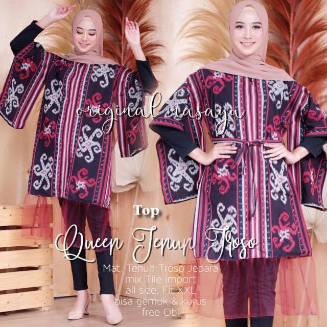 TOP QUEEN TENUN TROSO / ATASAN BATIK WANITA
