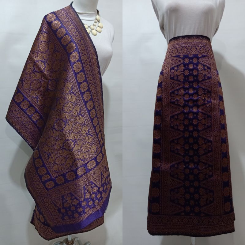 Songket Palembang Asli Motif Lepus Tembaga Warna Ungu