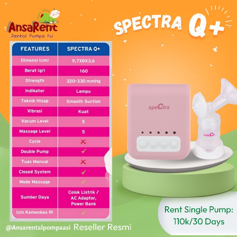 Sewa Spectra Q+ Q plus Rental Pompa ASI Spectra Sewa Spectra