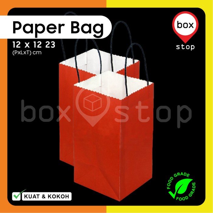 

Paper Bag Merah - Paperbag Polos - MERAH - 12x12x23cm (25 pcs)