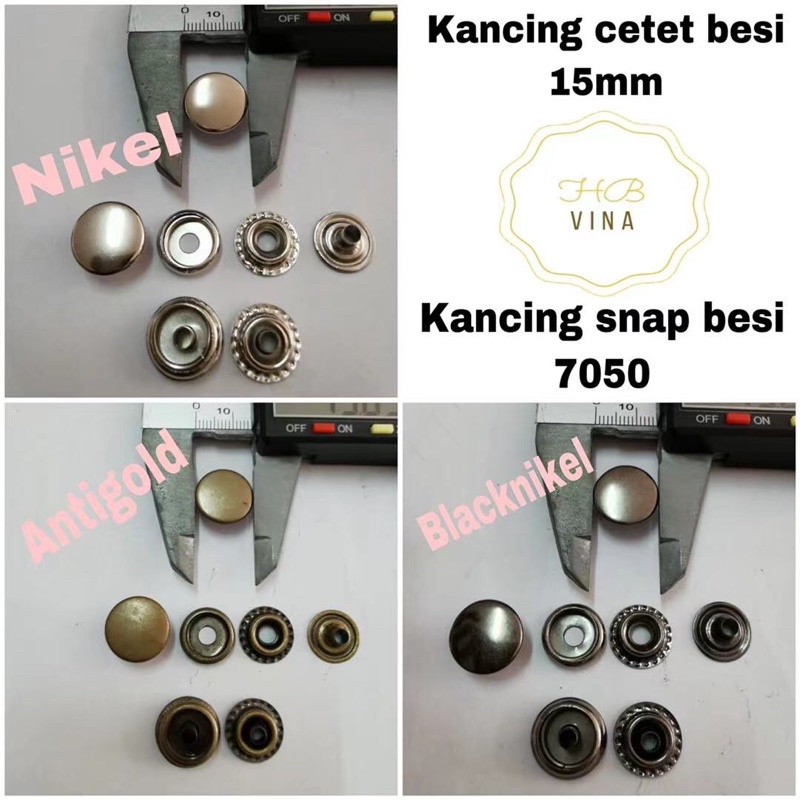 kancing cetet besi 15mm / kancing snap button 7050 / 5gross