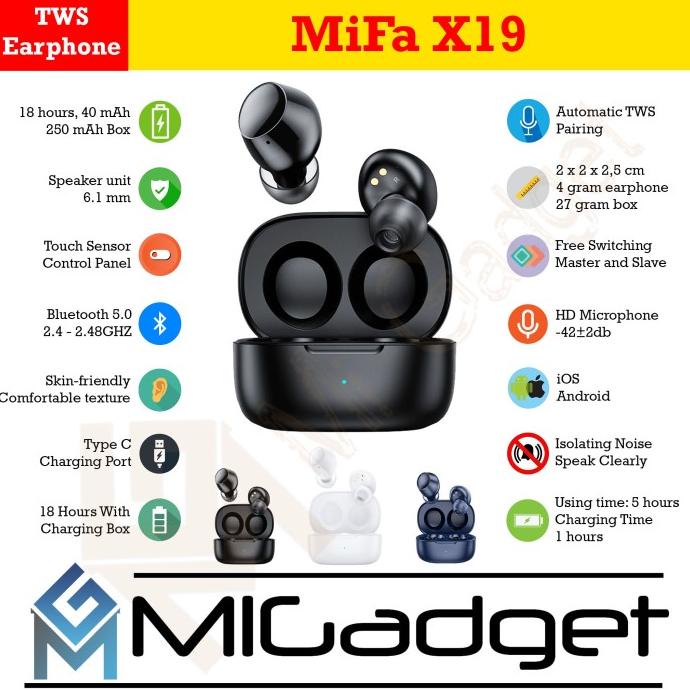 ,,,,,,,] MiFa X19 TWS Bluetooth Wireless Earphone Earbuds