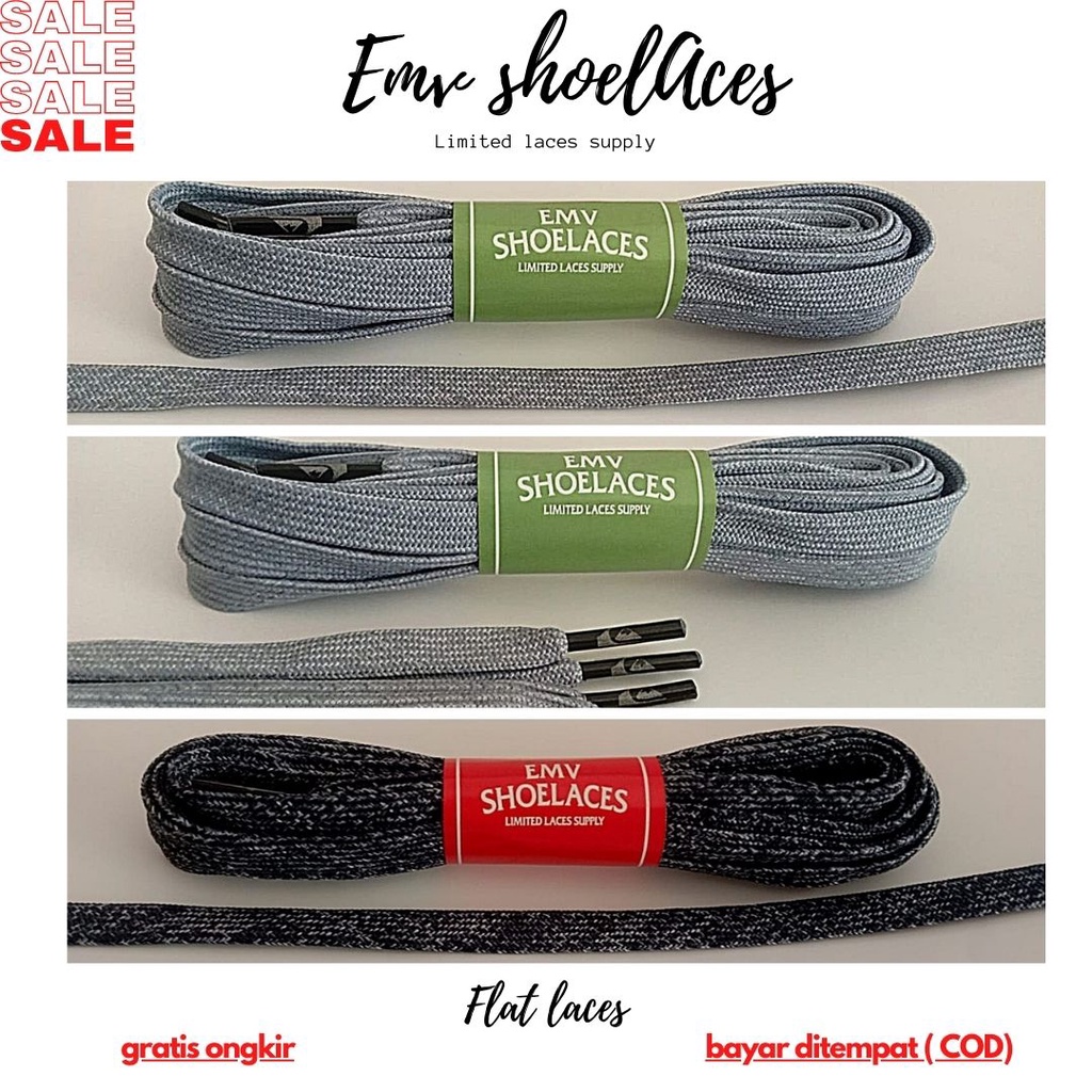 TALI SEPATU GEPENG MOTIF QUIKSILVER PANJANG 150CM