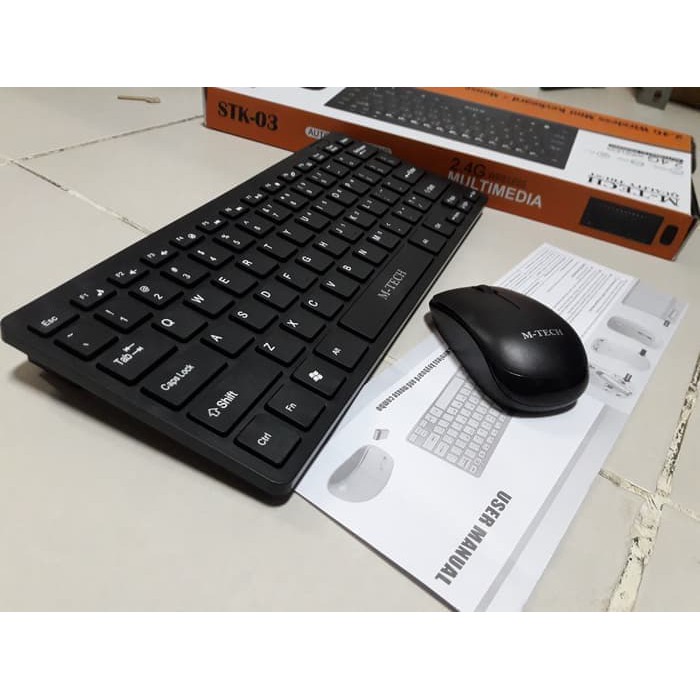 Paket Keyboard Mini Slim Wireless Mouse MTech STK-03 M-Tech STK03