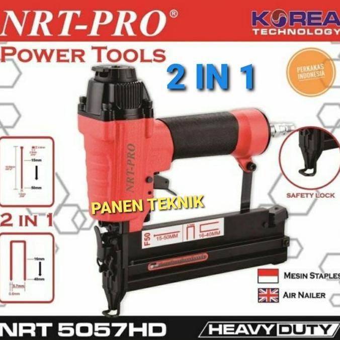 

Alat Mesin Gun Paku Tembak Staples Angin Nrt 5057Hd 2 In 1 Air Nailer