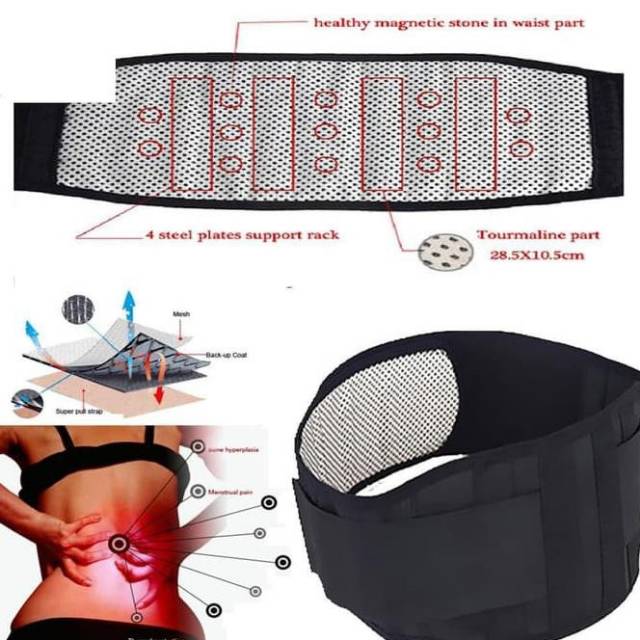 Sabuk Terapi Perut Pinggang Back Support Korset Pemanas Turmalin Tourmaline Pelangsing Hot Waist