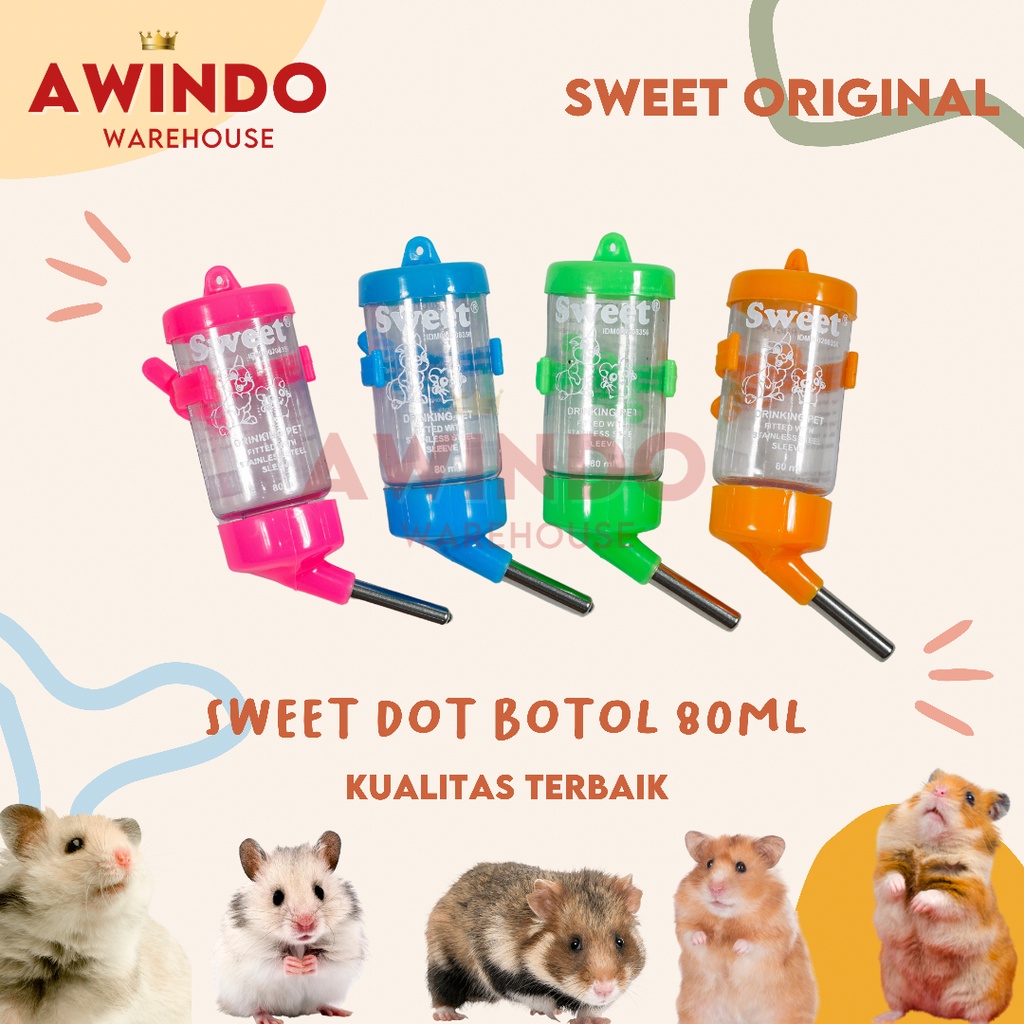 BOTOL 80ML SWEET - Tempat Botol Minum Dot Hewan Hamster Kelinci Landak Mini Sugar Glider Ori