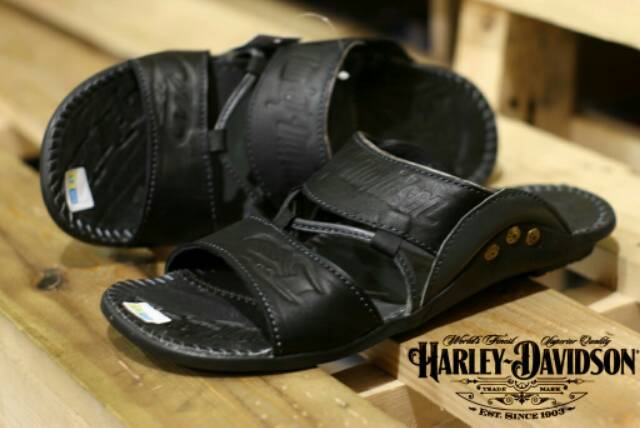 SANDAL KULIT PRIA 05 HARLEY BLACK BROWN TAN KULIT SAPI ASLI ORIGINAL