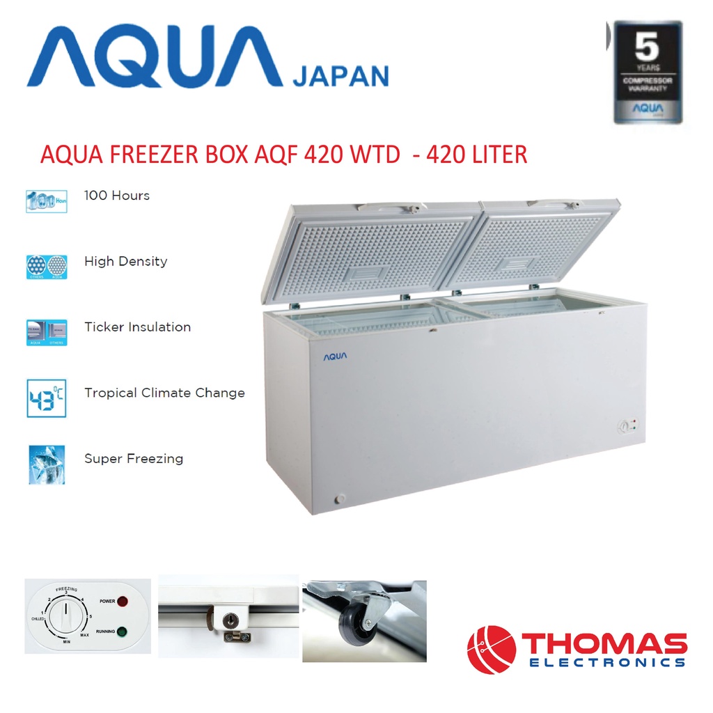 Aqua AQF-420 Chest Freezer - Penyimpanan Daging dan Makanan Beku Berkapasitas 420 Liter
