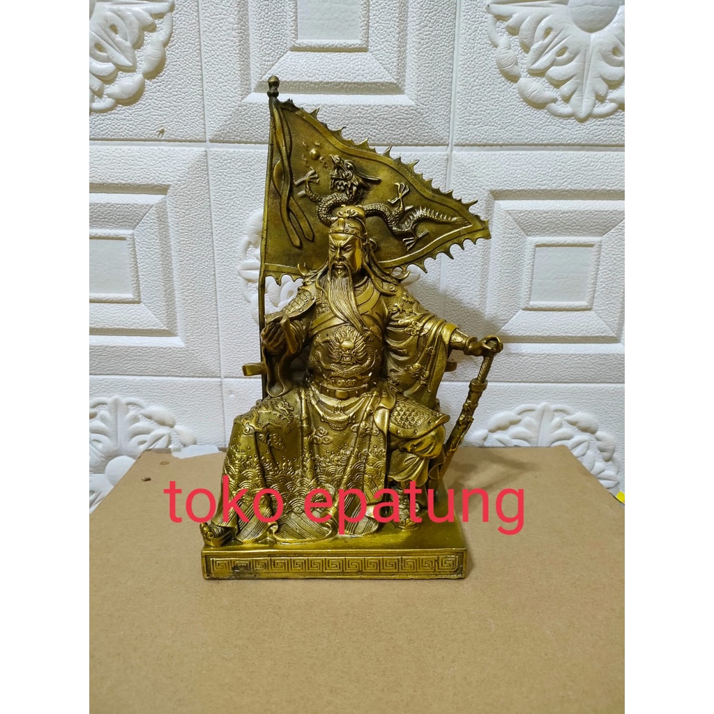 patung kwan kung / kwan kong / guan yu / kwan te - kuningan - 8 inch