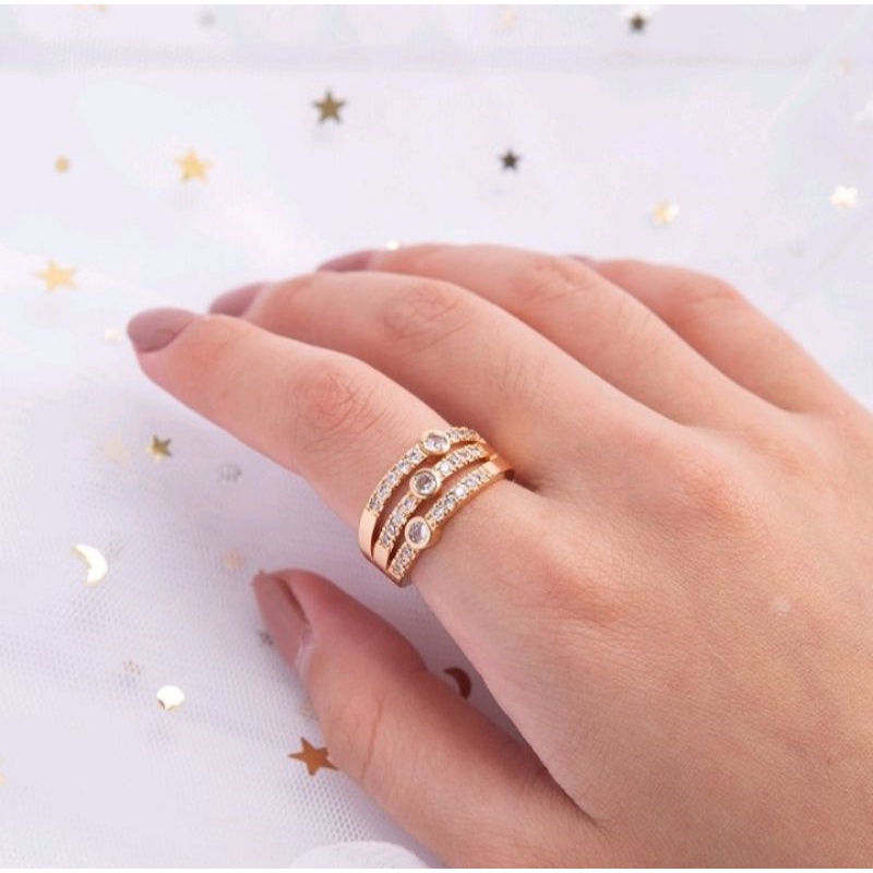 Cincin xuping zircon perhiasan cincin kawin xuping emas