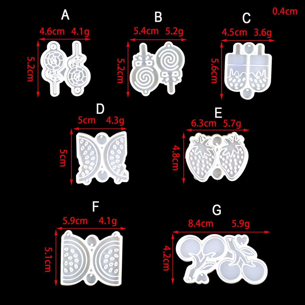 Solighter Anting Cetakan Resin Menjuntai Handmade Cherry Semangka Strawberry Jewelry Making Tools Resin Silicone Mold