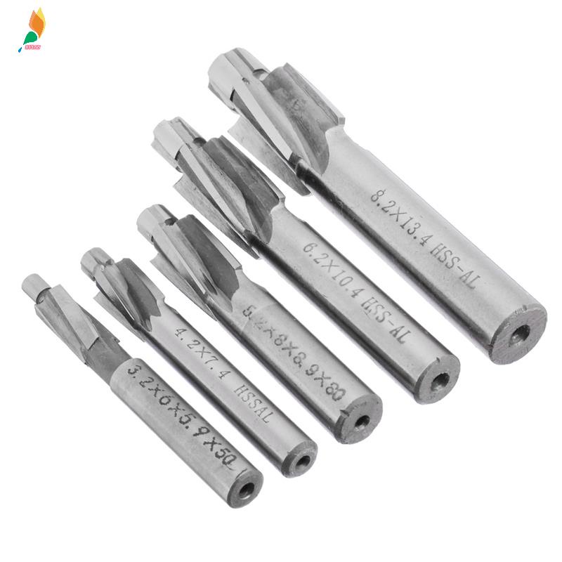 5pcs Mata Bor Hss Counterbore End Mill M3-M8 Pilot Slotting Tool Milling Cutter