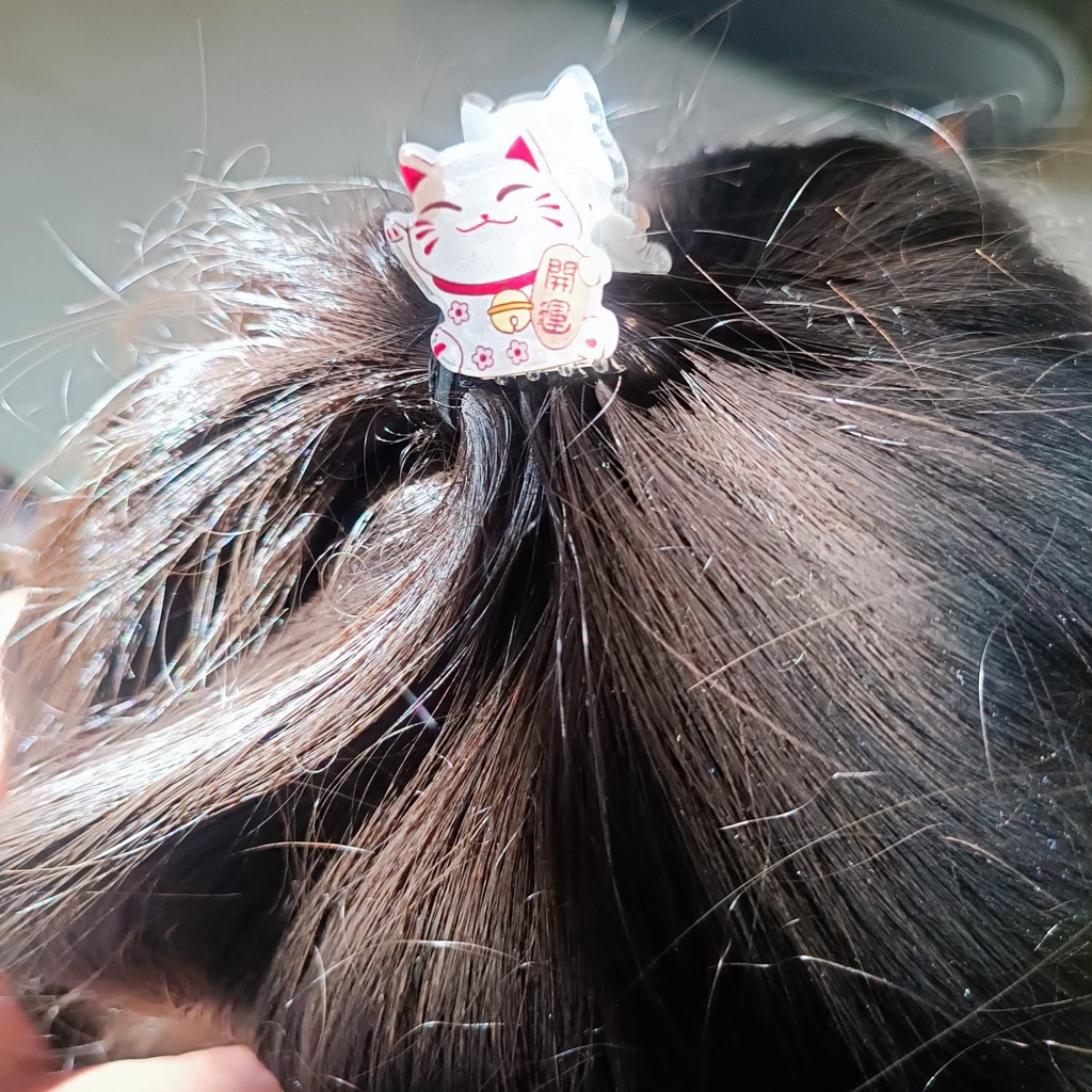 [ORGM] Aksesoris Rambut Jepit Rambut Akrilik Motif Kucing Fortune Cat Manekineko Imlek (1PC)