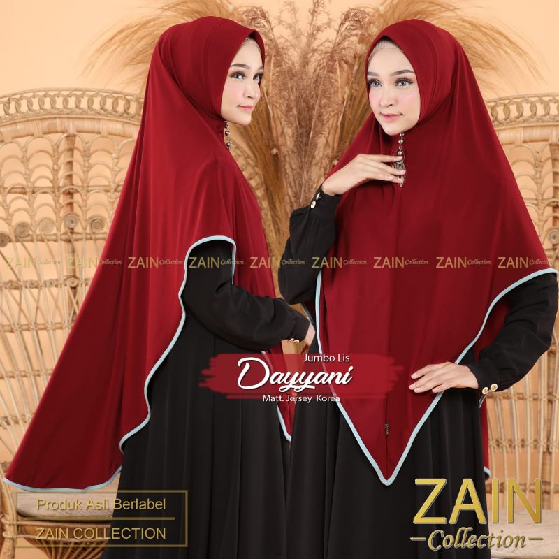 Jilbab Khimar Instan Syari Dayyani Jumbo List Ori Zain-Maron