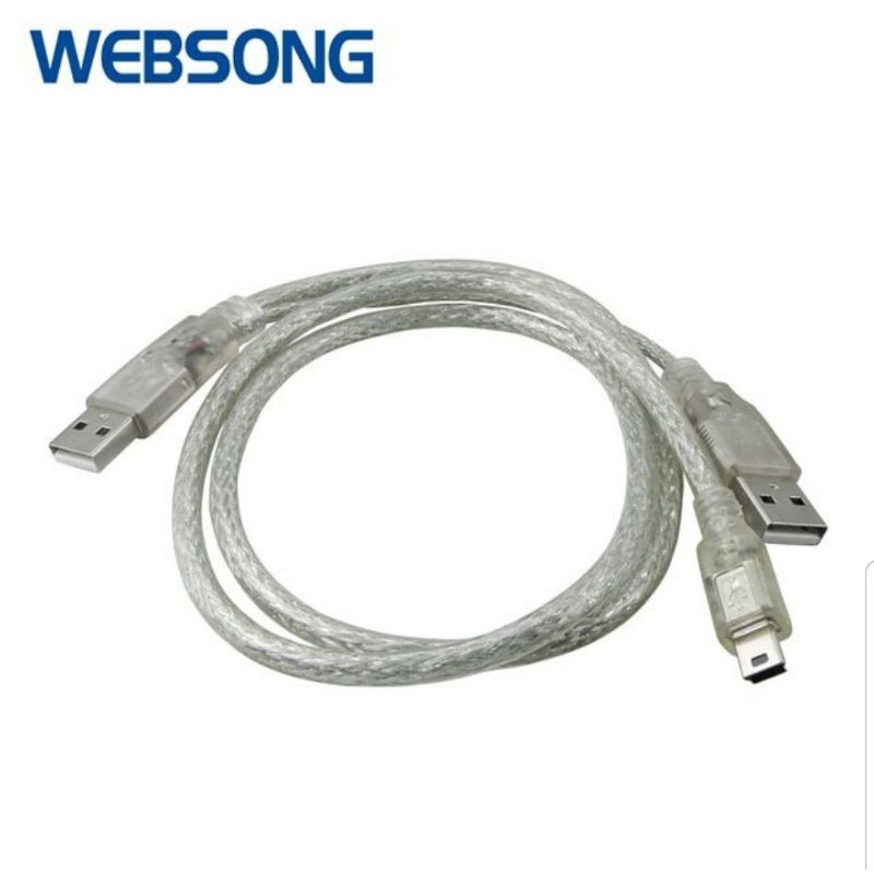 Kabel mini USB 5P Male to 2x USB A Male 80CM High Quality WEBSONG