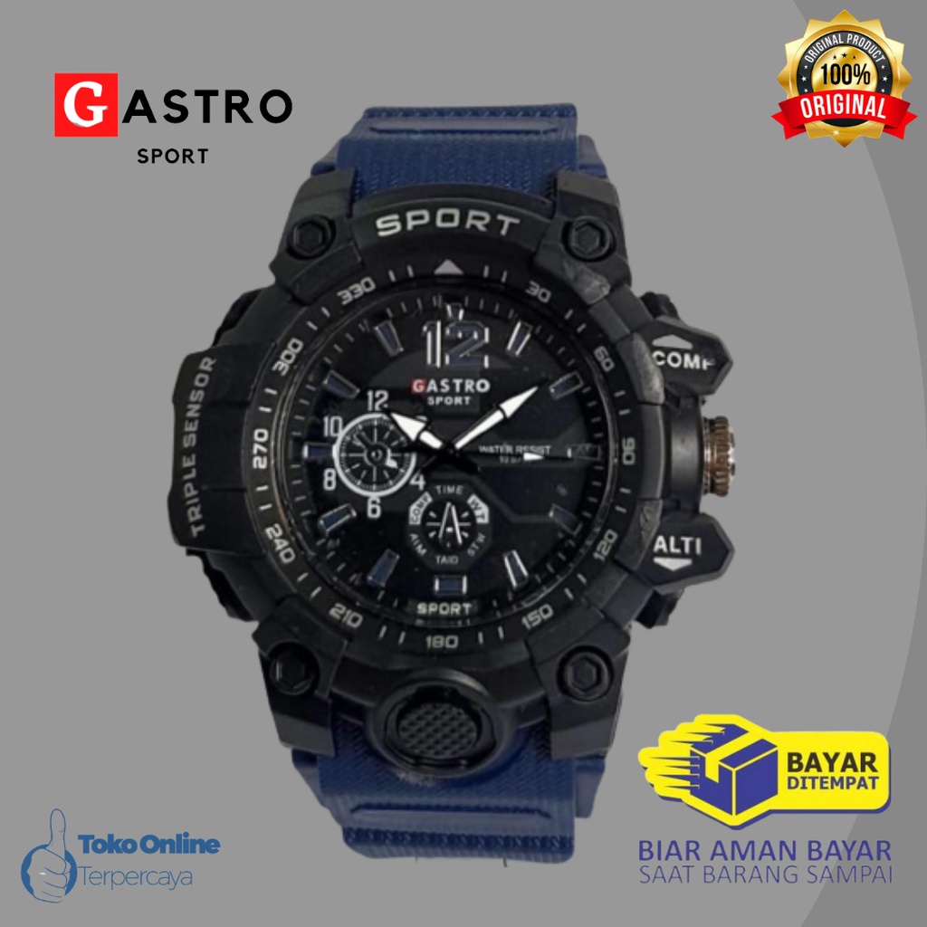 [ COD ]  Jam Tangan Pria Sporty Gastro Rubber Original Tahan Air Fashion Business Auto Date Analog