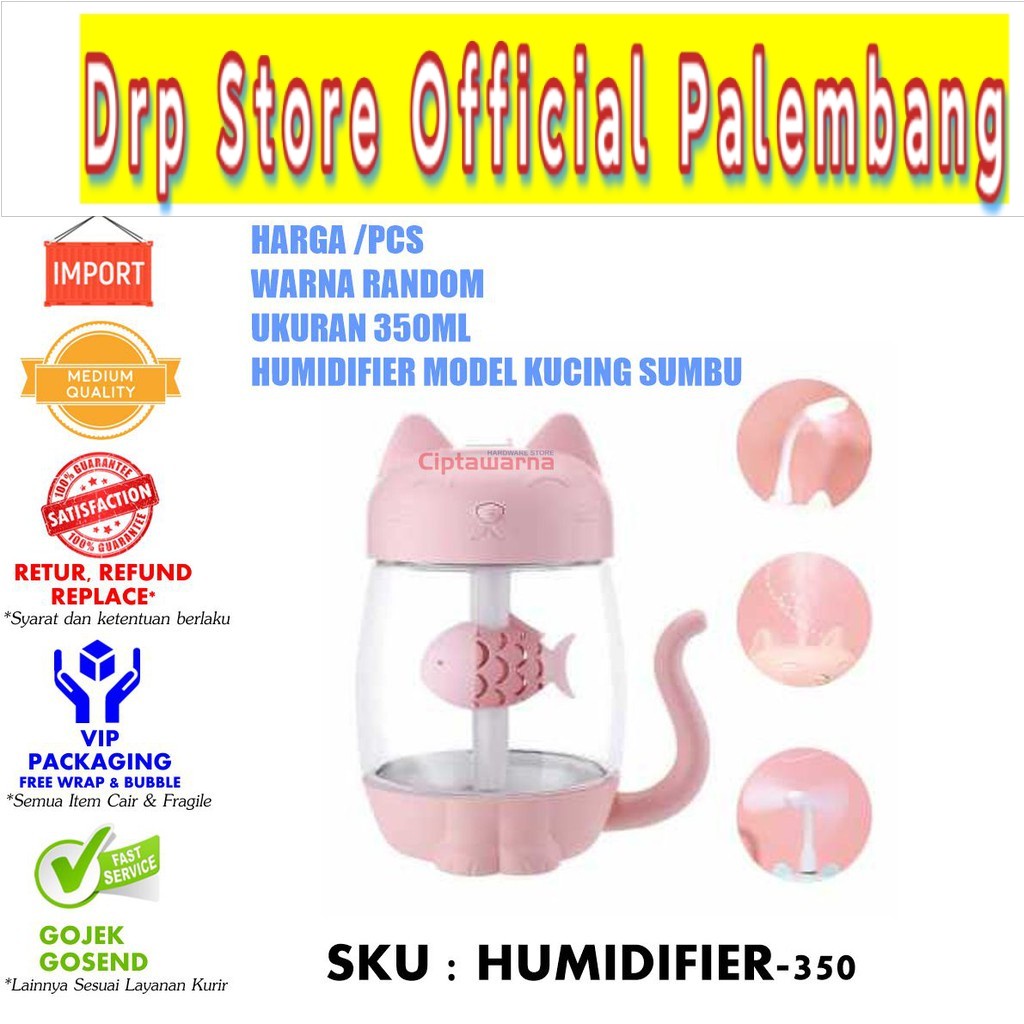 Humidifier 3 in 1 Air Humidifier Aromatherapy Kitty 350ml Fan LED