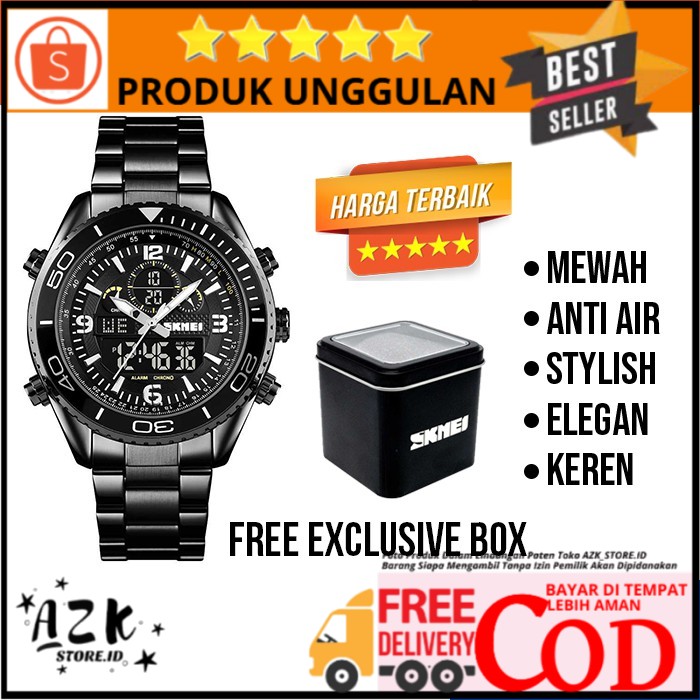 JAM TANGAN RANTAI ANALOG STAINLESS STEEL PRIA MODERN KUAT WATERPROOF ANTI AIR JAMTANGAN RANTE SKMEI