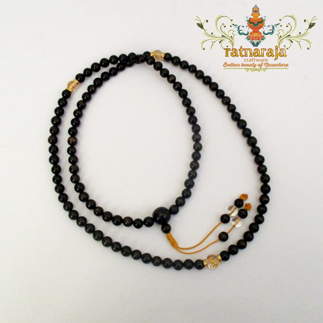 Tasbih/Mala Black Coral 8 mm With White Crystal Coral Om Mani Padme Hung Separator