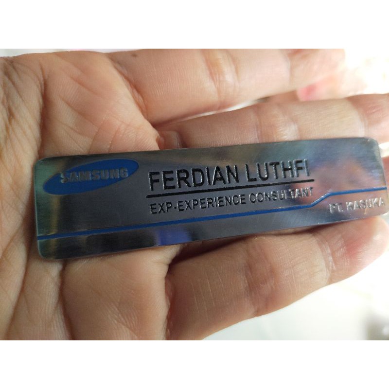 name tag gravir peniti / nama dada satuan (BAHAN STAINLESS/KUNINGAN)