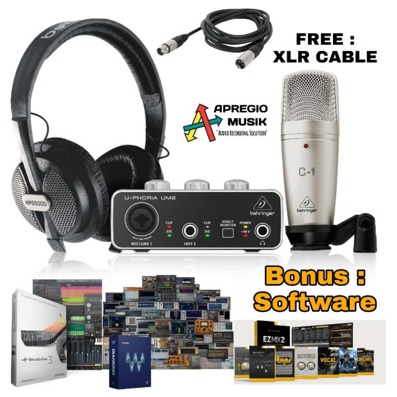 Paket recording Behringer Uphoria Studio UM2 C1 original