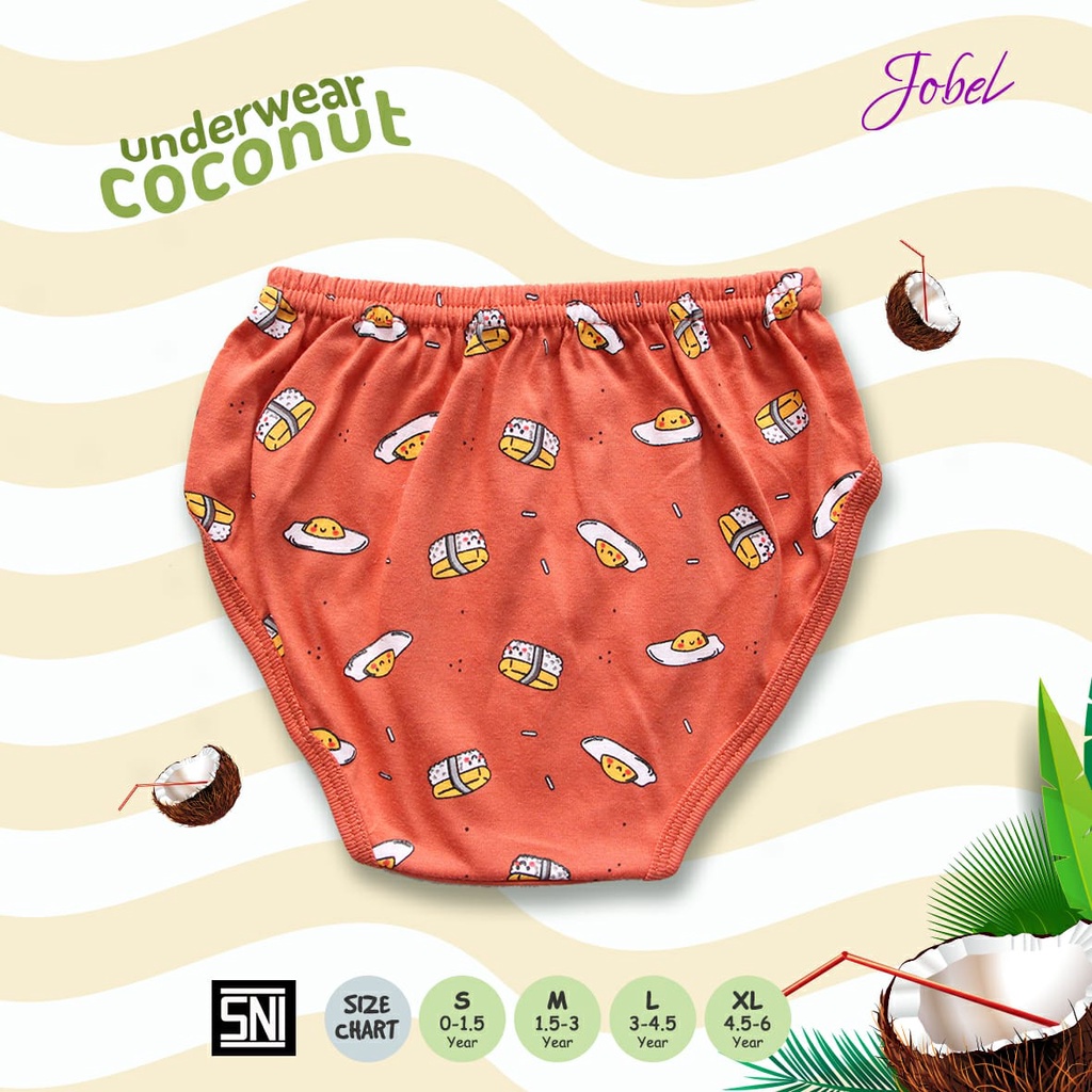 Jobel Girl &amp; Boy Underwear - Mushroom/Coconut/Robot/Ice Cream/Spaceship Edition CD ANAK ISI 4 PCS