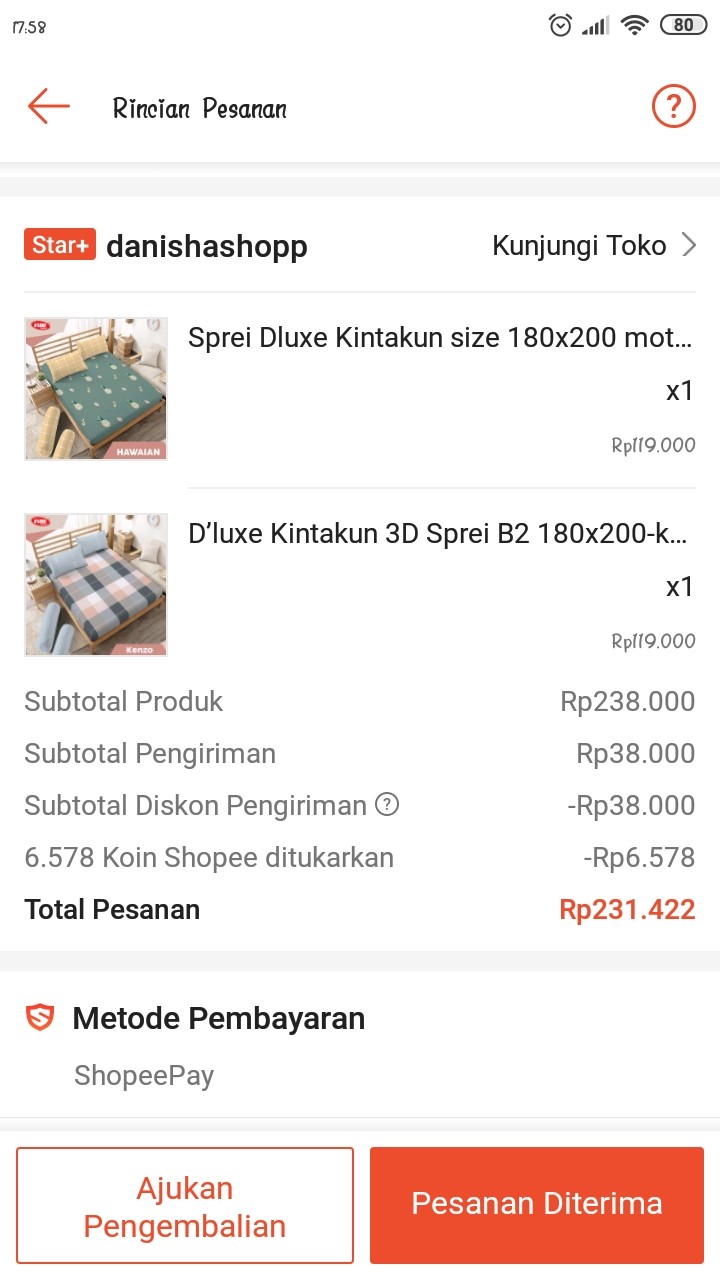 Sprei Dluxe Kintakun Size 180x200 Motif Hawaian