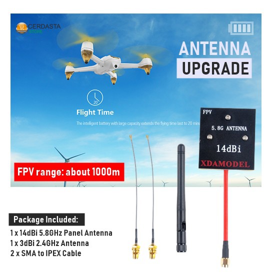 BAYAR DITEMPAT - Paket Upgrade Antena Hubsan H501SS DRONE FPV 14dBi 5G