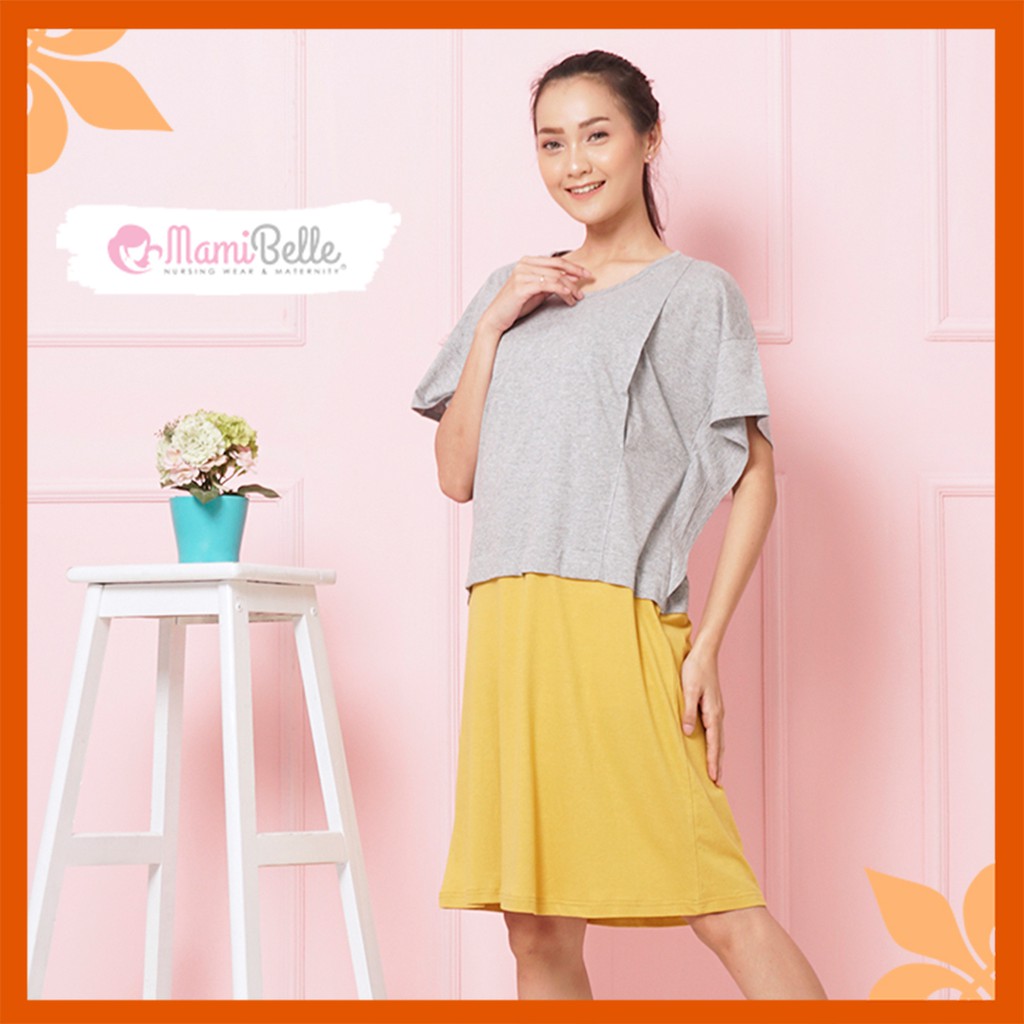 

Mamibelle Carlen Midi Dress Menyusui & Hamil Nursing Wear Misty Grey Premium