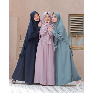 Rumah Muslim New Baju wanita cewe muslim hijab remaja kuliah kerja kondangan [R.A] Elbina Set Syari