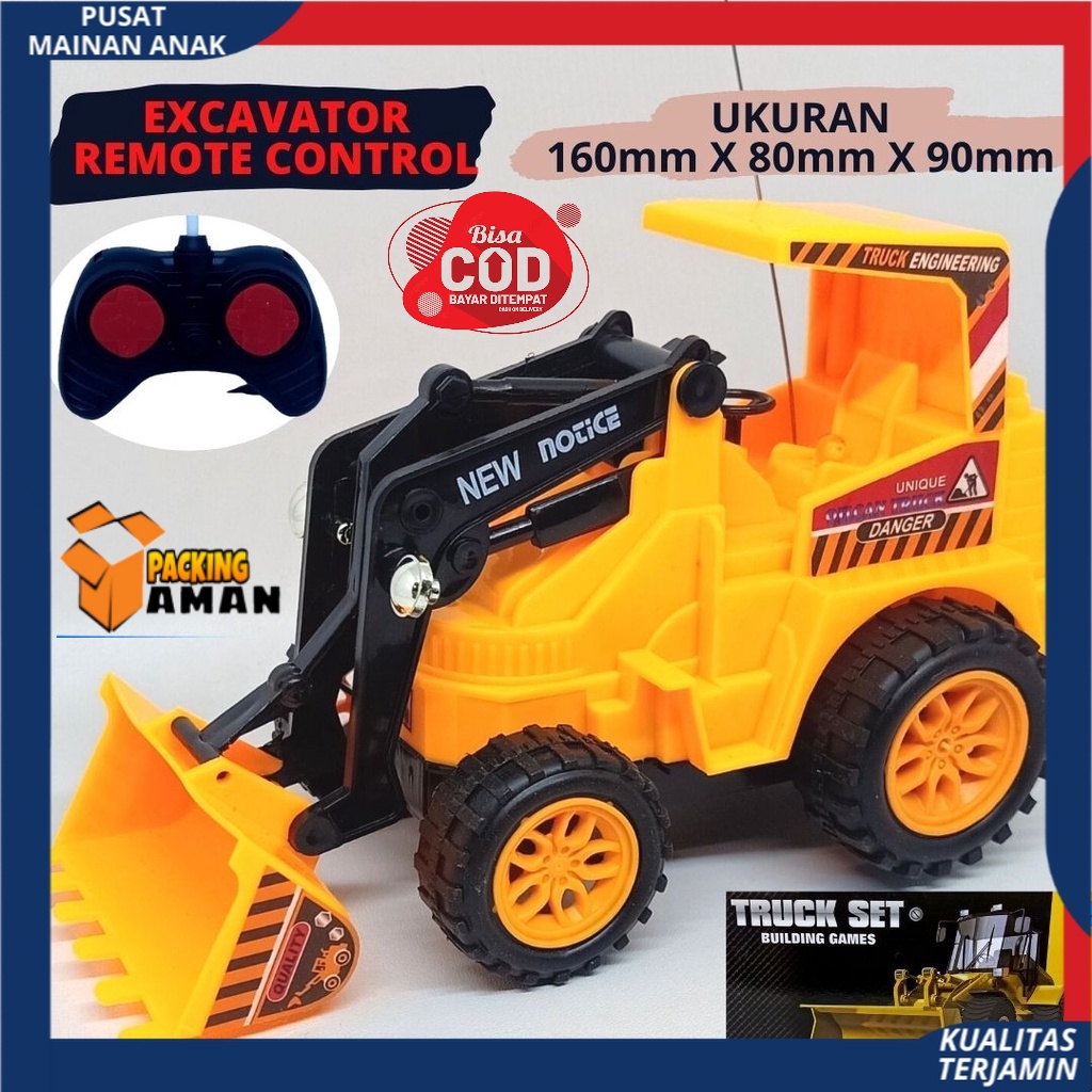 Mainan Anak cowok laki Mobil remote RC konstruksi beko excavator RC 1:43 murah bisa Cod