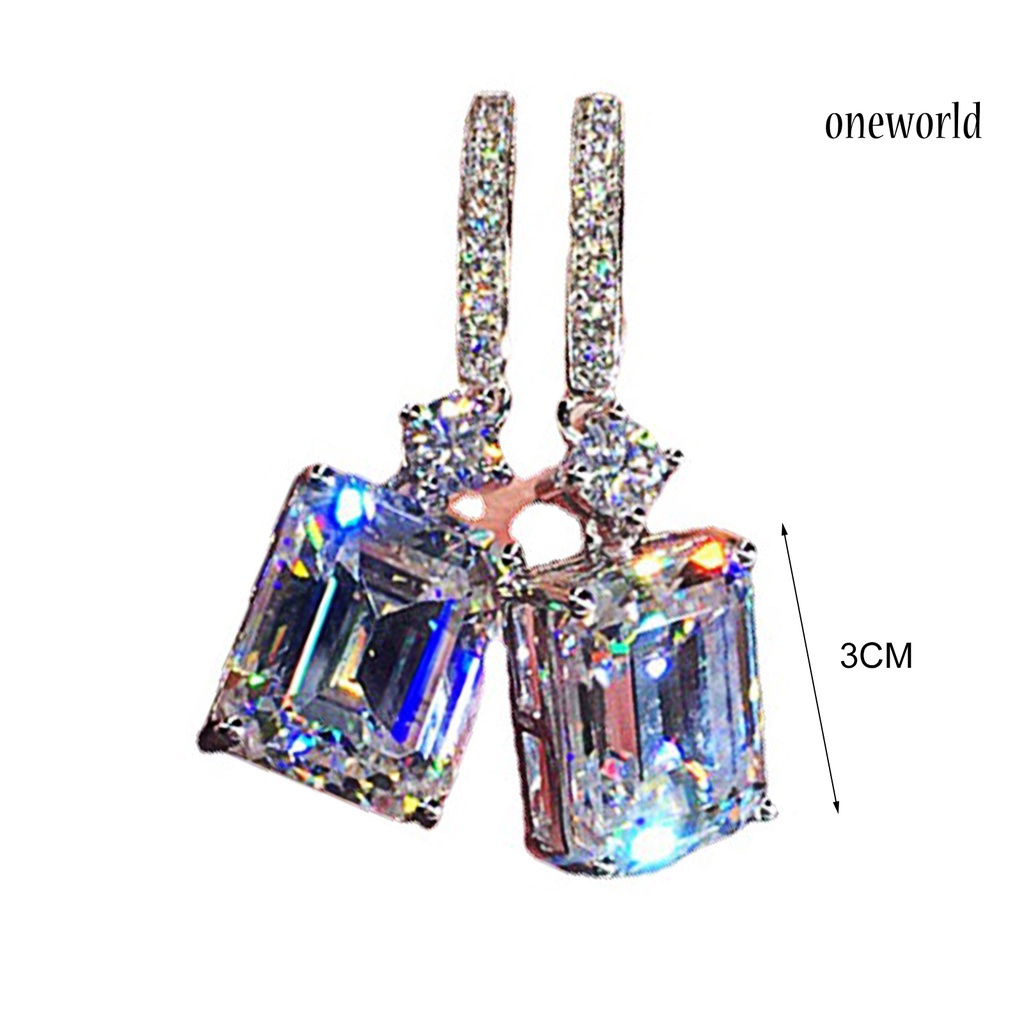 OW# 1 Pair Earrings Fine Workmanship Decoration Alloy Women Square Shape Earrings for Daily Life