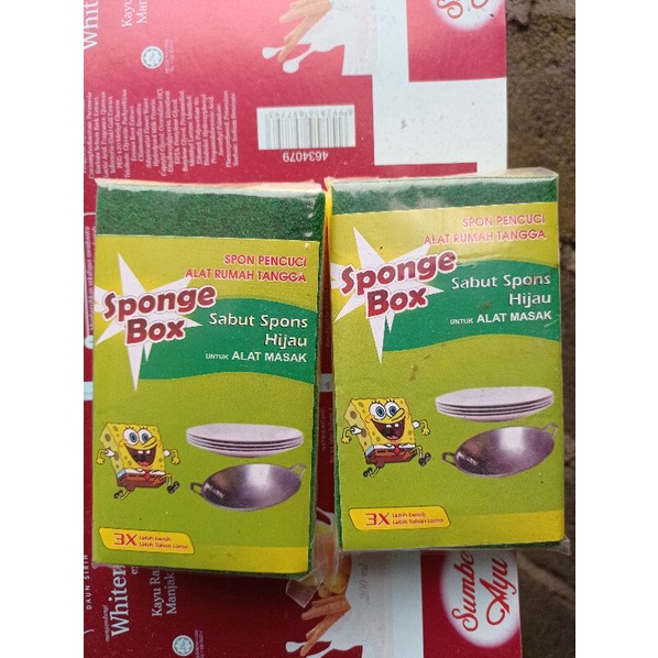 (12pcs)SPONGE BOX Spon Cuci Piring Panci Spons Alat Pencuci Gosok Dapur Tebal Murah Grosir