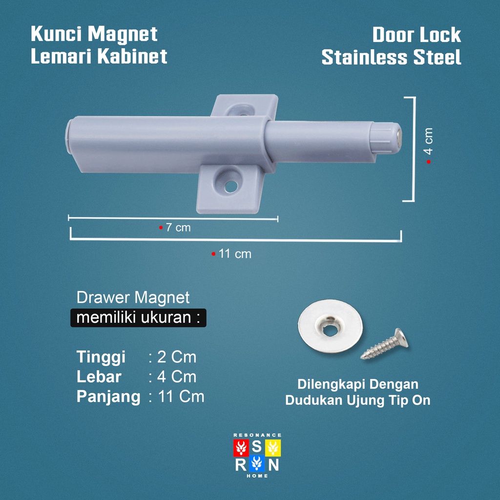 Push To Open TIp On Lemari Super / Kunci Magnet Laci Lemari Resonance Home