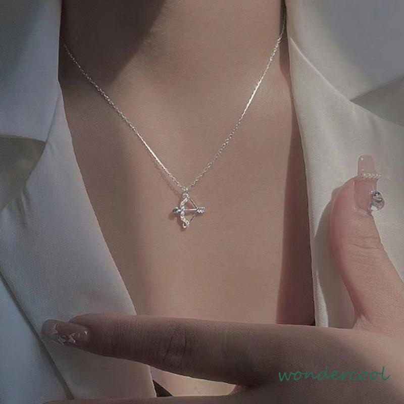 Eros Cupid's Arrow Flash Berlian Klavikula Rantai Liontin Temperamen Cahaya Mewah Busur Panah Kalung-Won