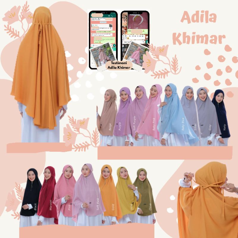 Hijab Instan Non Pad Tali Jumbo Adila Khimar original Audina