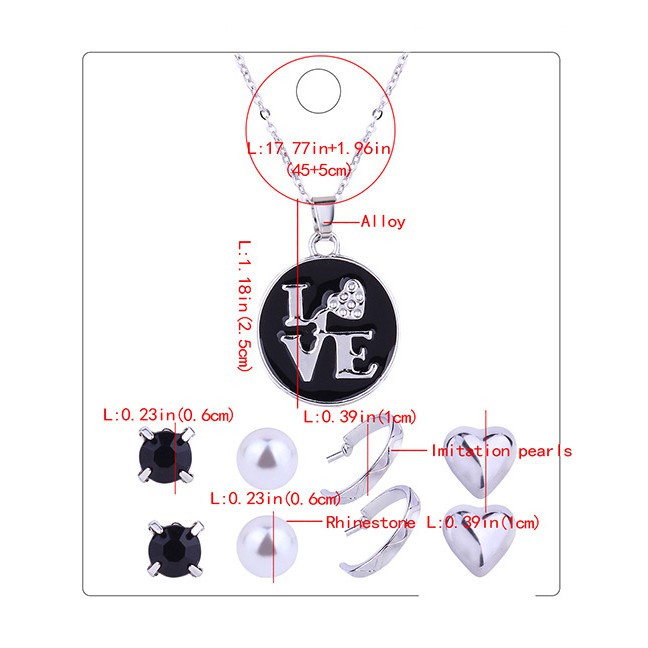 LRC Perhiasan Set Fashion Silver Colour Letter Pattern Decorated E32800