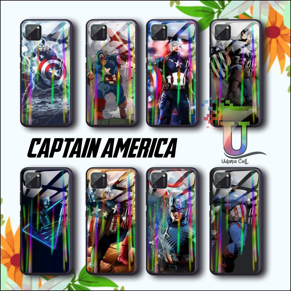 UC678 Case softcase gambar CAPTAIN AMERICA back case glass aurora oppo a3s a1k a7 f9 a5s a12 a92 a52