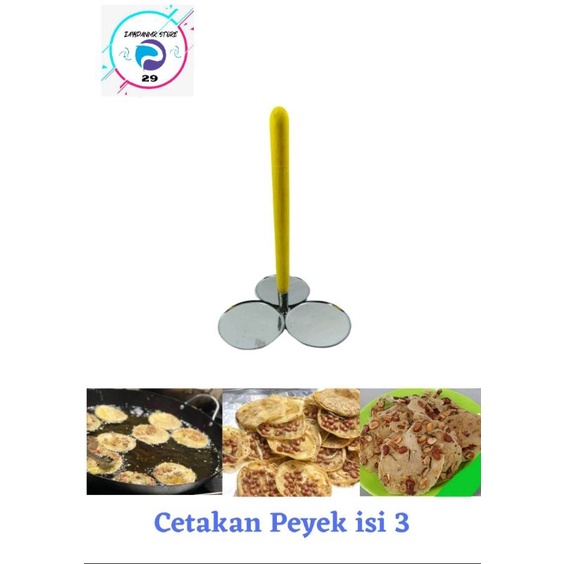 Cetakan peyek kacang stainless steel 3Lubang Diameter 8cm Anti lengket