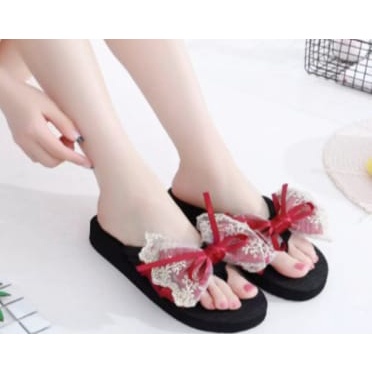 SANDAL WEDGES WANITA SPON PITA KUPU KUPU NEW BISA COD..