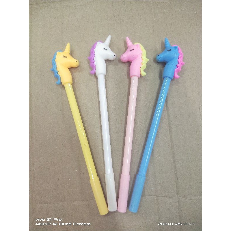 

Pen gel kepala karet bentuk unicorn