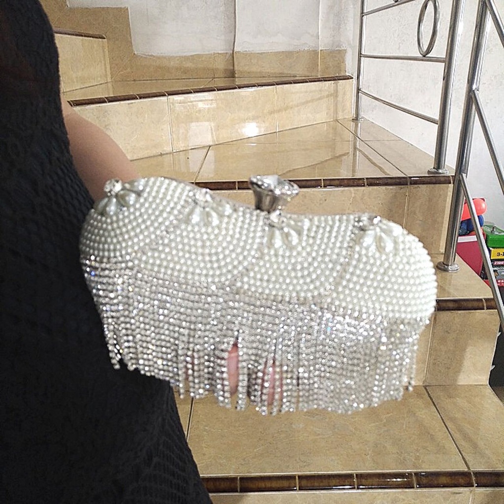 TERLARIS !!! Tas pesta kristal mutiara import mewah gagang kondangan warna gold,silver bahan satin halus tas pesta wanita import elegan mewah terbaru tas wanita clutch handbag clutch pesta mewah premium