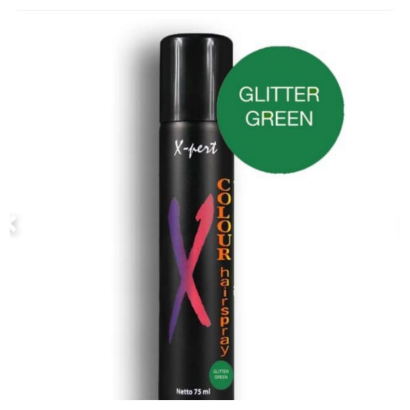 Xpert hairspray GLITER GREEN pewarna rambut non permanen hair spray expert hair color