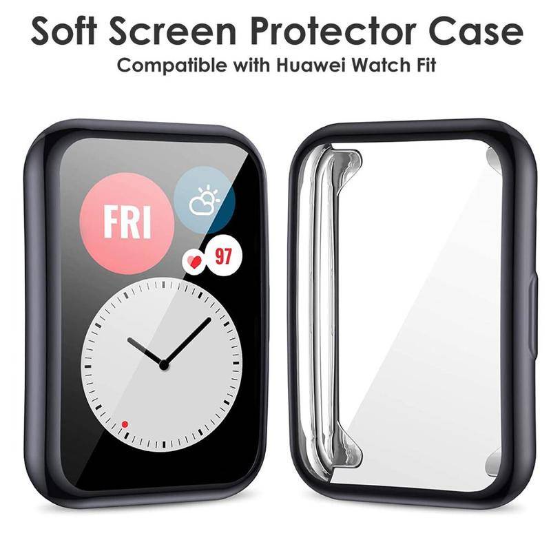 Casing Soft Case Bumper Full Screen Bahan TPU Untuk Huawei Watch Fit 2