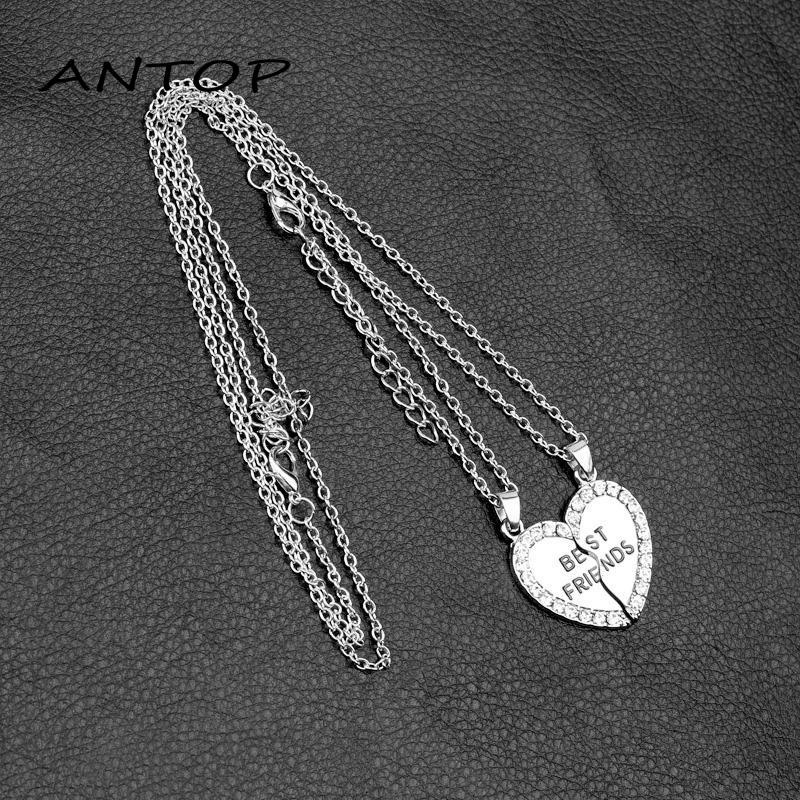 2pcs Kalung Couples Hip-Hop Pasangan/Sahabat Cinta Jahitan Kalung Rantai Klavikula Necklace ANTOP