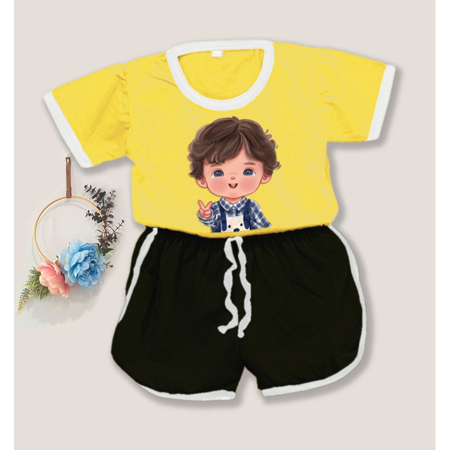 Rillo-Setelan baju playset anak combi laki-laki / setelan anak kombinasi usia 1-5tahun